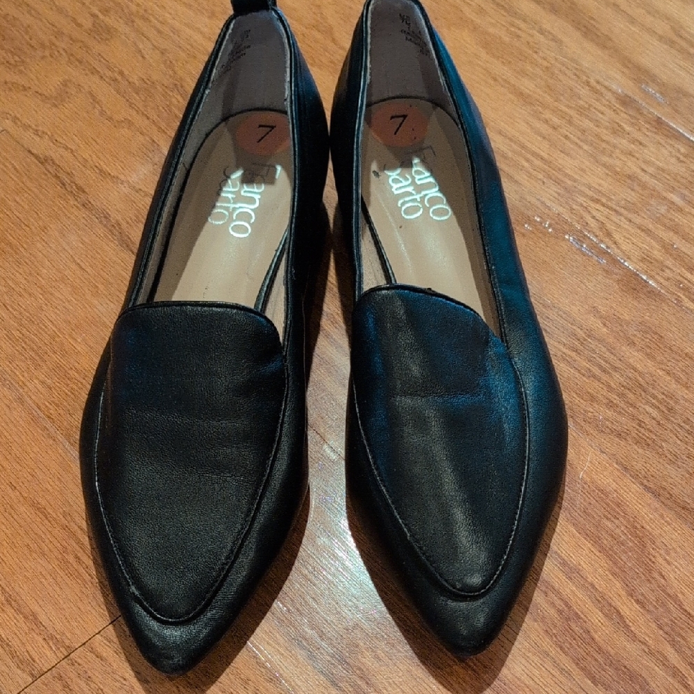 Franco Sarto Black Leather Flats